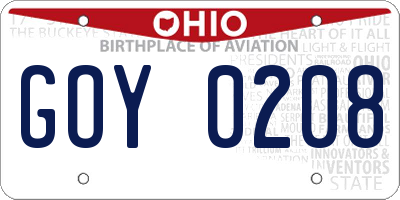 OH license plate GOY0208