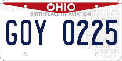 OH license plate GOY0225