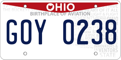 OH license plate GOY0238