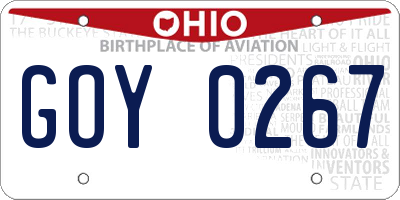 OH license plate GOY0267