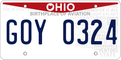 OH license plate GOY0324