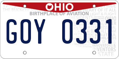 OH license plate GOY0331
