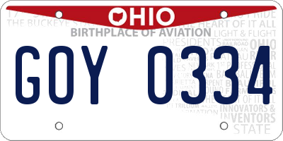 OH license plate GOY0334