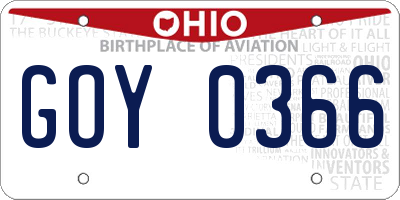 OH license plate GOY0366
