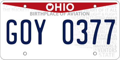 OH license plate GOY0377