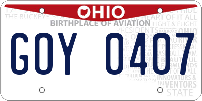 OH license plate GOY0407