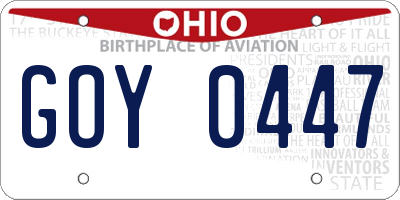 OH license plate GOY0447