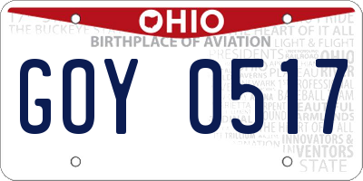 OH license plate GOY0517