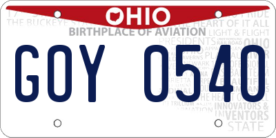 OH license plate GOY0540