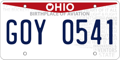 OH license plate GOY0541