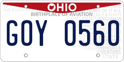 OH license plate GOY0560