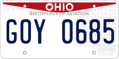 OH license plate GOY0685
