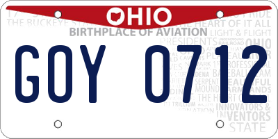 OH license plate GOY0712