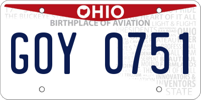 OH license plate GOY0751