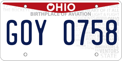 OH license plate GOY0758