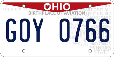 OH license plate GOY0766