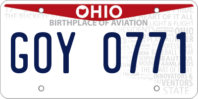 OH license plate GOY0771