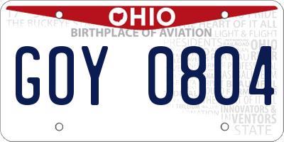 OH license plate GOY0804