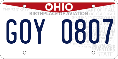 OH license plate GOY0807