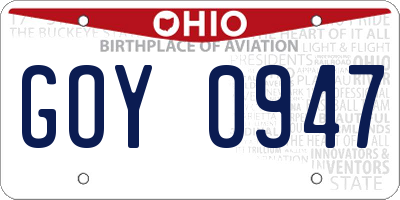 OH license plate GOY0947
