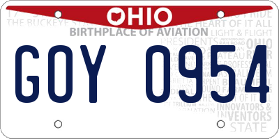 OH license plate GOY0954