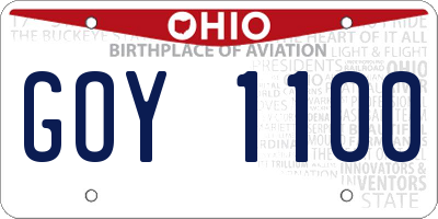 OH license plate GOY1100