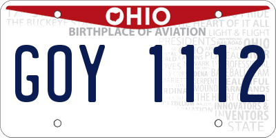 OH license plate GOY1112
