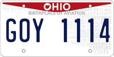 OH license plate GOY1114