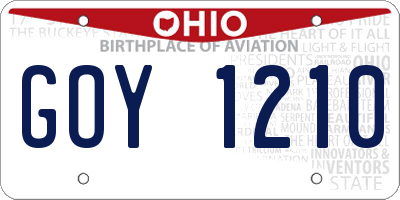 OH license plate GOY1210