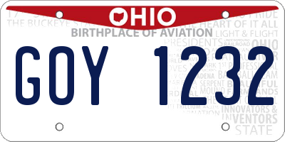 OH license plate GOY1232