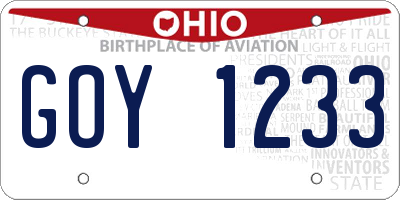 OH license plate GOY1233