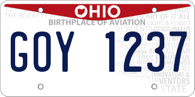 OH license plate GOY1237