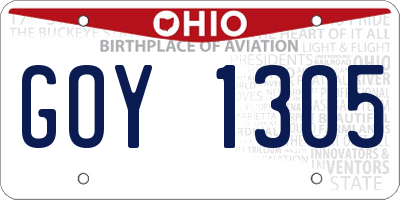 OH license plate GOY1305