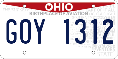 OH license plate GOY1312