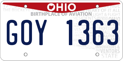 OH license plate GOY1363