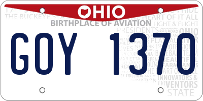 OH license plate GOY1370