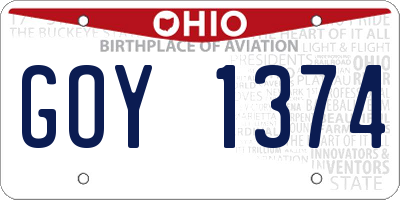 OH license plate GOY1374
