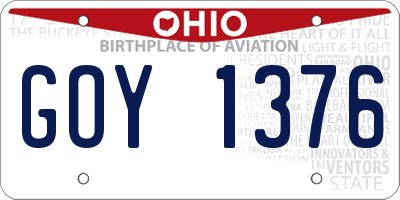 OH license plate GOY1376