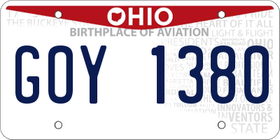 OH license plate GOY1380