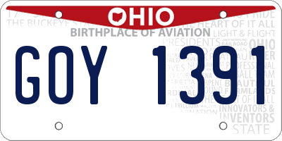 OH license plate GOY1391