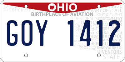 OH license plate GOY1412
