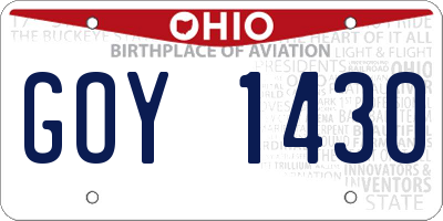 OH license plate GOY1430