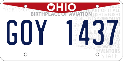 OH license plate GOY1437