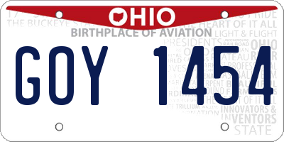 OH license plate GOY1454