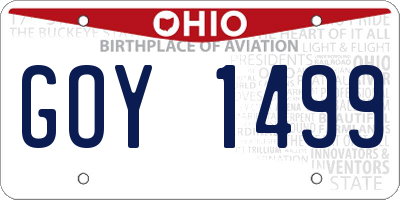 OH license plate GOY1499