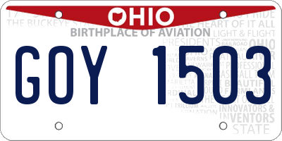 OH license plate GOY1503