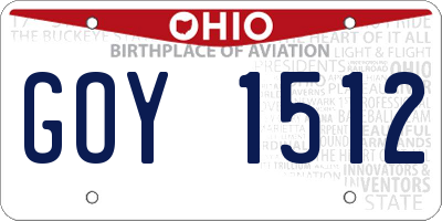 OH license plate GOY1512