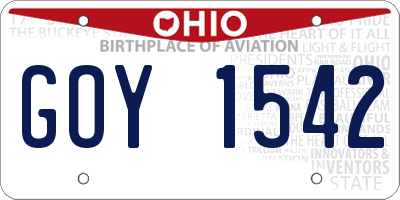 OH license plate GOY1542