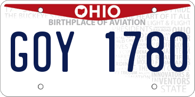 OH license plate GOY1780
