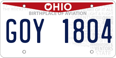 OH license plate GOY1804